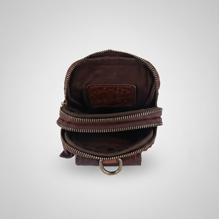 Spaghetti Western Swc203Brn Sling Vintage Handmade Drum Dyed Genuine European Cowhide Leather Women Bag Western Handbag Purse