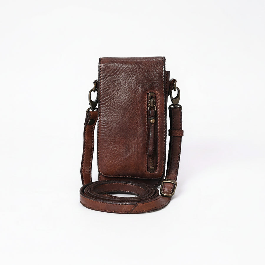 Spaghetti Western Swc204Brn Sling Vintage Handmade Drum Dyed Genuine European Cowhide Leather Women Bag Western Handbag Purse