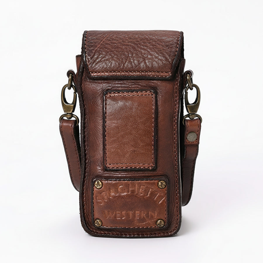 Spaghetti Western Swc204Brn Sling Vintage Handmade Drum Dyed Genuine European Cowhide Leather Women Bag Western Handbag Purse