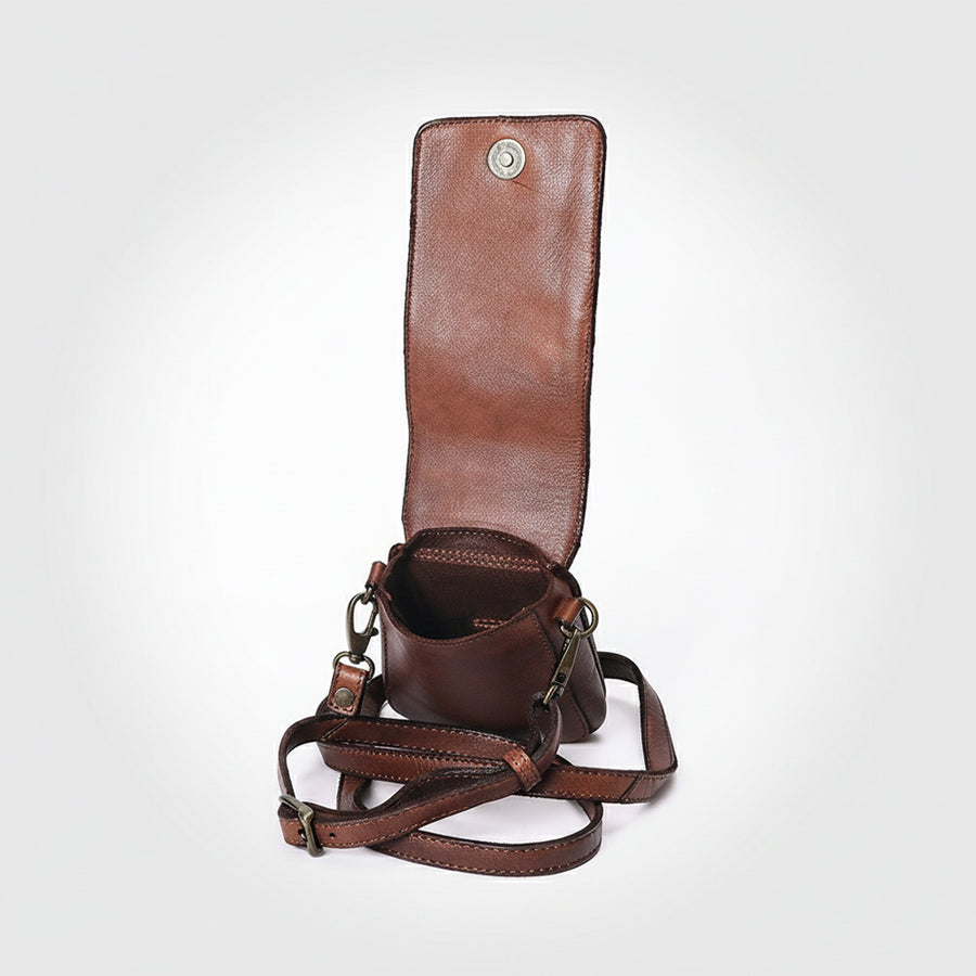 Spaghetti Western Swc204Brn Sling Vintage Handmade Drum Dyed Genuine European Cowhide Leather Women Bag Western Handbag Purse