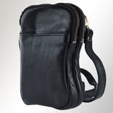 Spaghetti Western Swc205Blk Sling Vintage Handmade Drum Dyed Genuine European Cowhide Leather Women Bag Western Handbag Purse