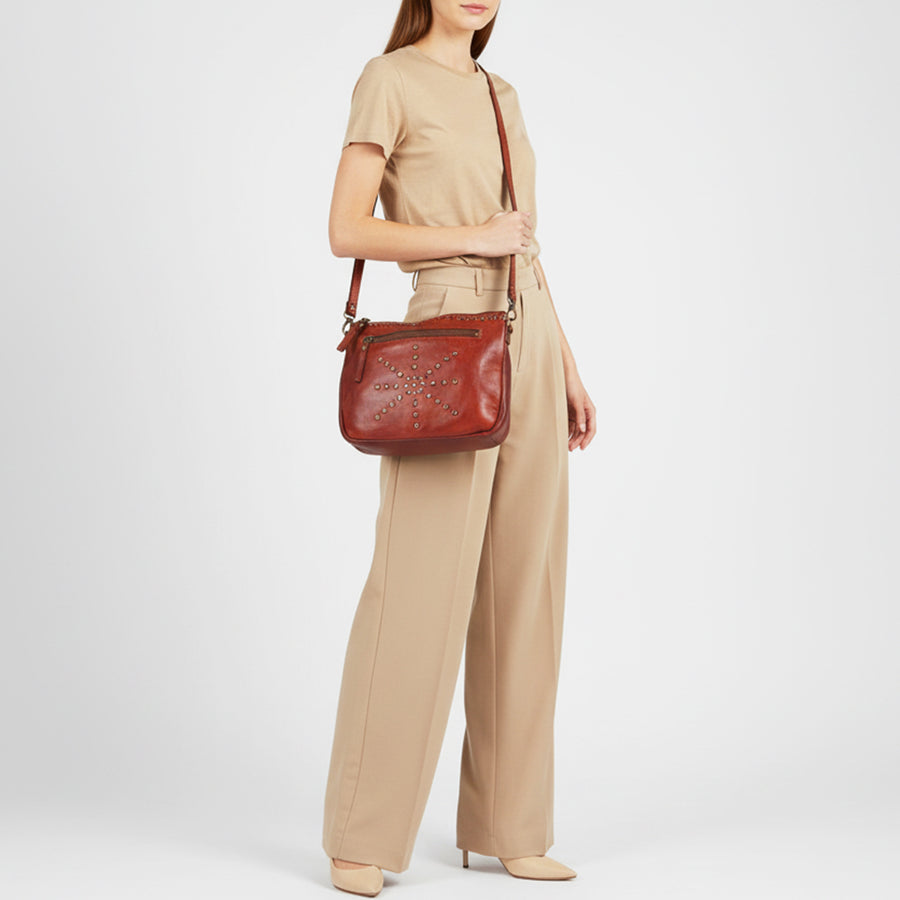 Spaghetti Western Swc207Cg Cross Body I Vintage Handmade Drum Dyed Genuine European Cowhide Leather Women Bag Western Handbag Purse
