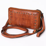 Spaghetti Western Swc212Cg Wallet Vintage Handmade Drum Dyed Genuine European Cowhide Leather Women Bag Western Handbag Purse