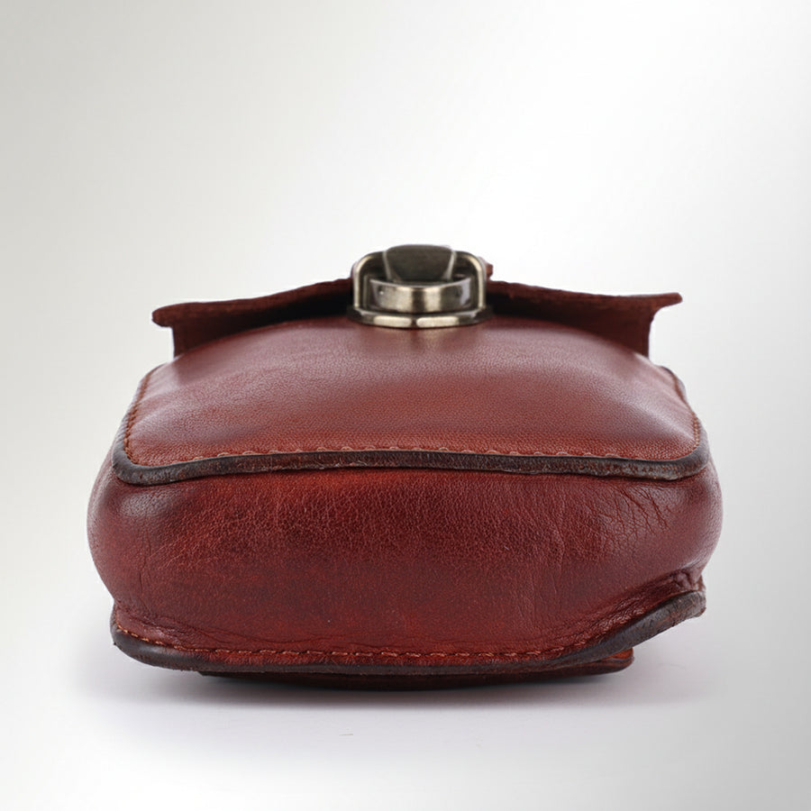 Spaghetti Western Swc215Cg Sling Vintage Handmade Drum Dyed Genuine European Cowhide Leather Women Bag Western Handbag Purse