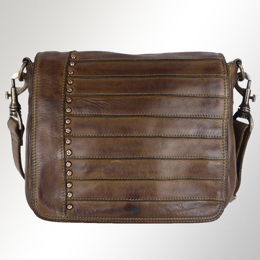 Spaghetti Western Swc158Ogn Cross Body I Vintage Handmade Drum Dyed Genuine European Cowhide Leather Women Bag Western Handbag Purse