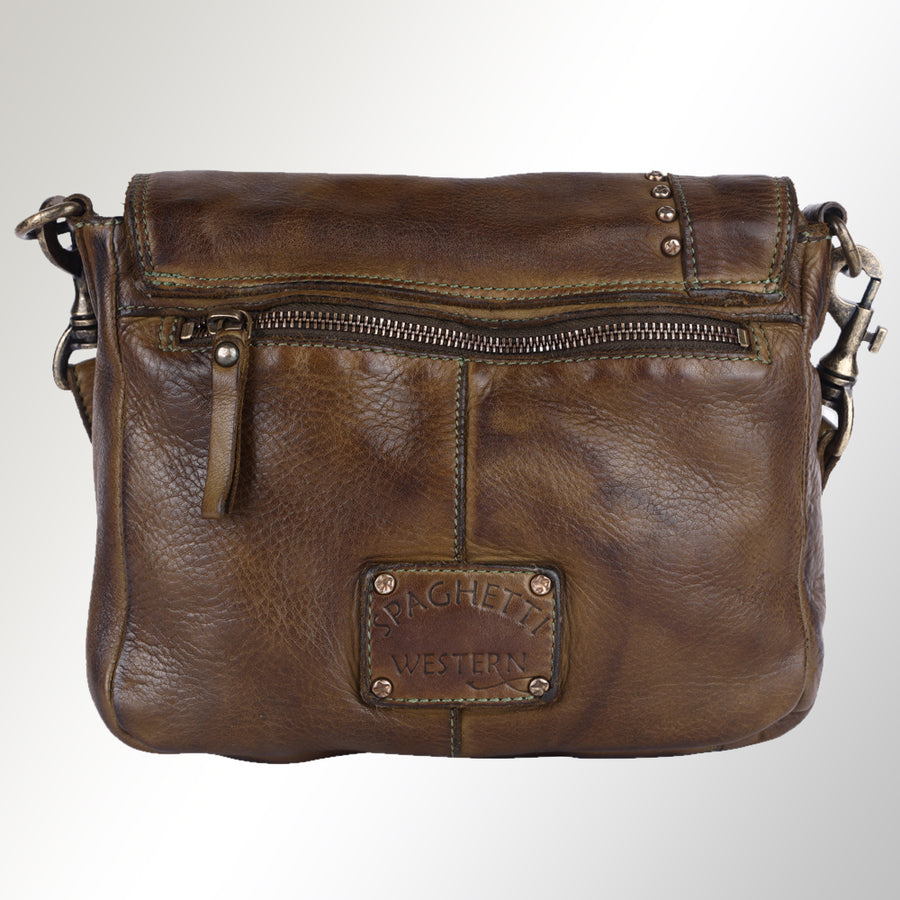 Spaghetti Western Swc158Ogn Cross Body I Vintage Handmade Drum Dyed Genuine European Cowhide Leather Women Bag Western Handbag Purse