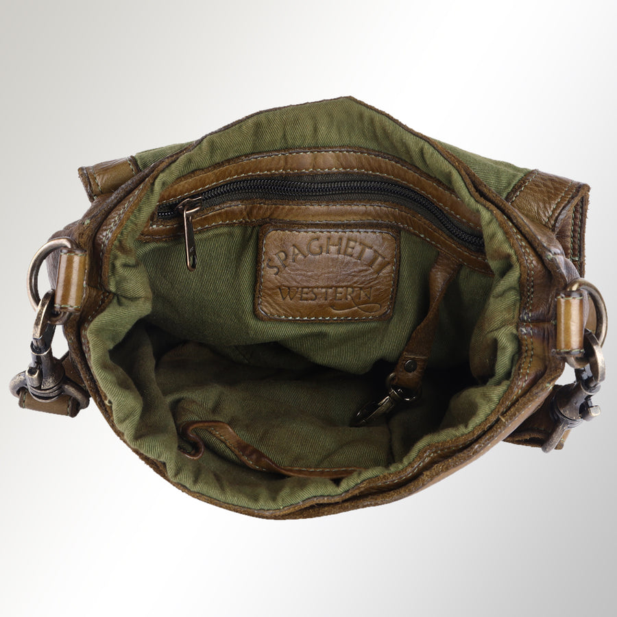 Spaghetti Western Swc158Ogn Cross Body I Vintage Handmade Drum Dyed Genuine European Cowhide Leather Women Bag Western Handbag Purse