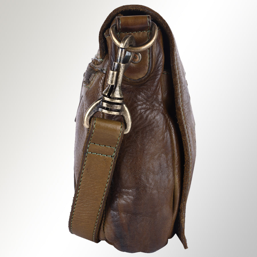 Spaghetti Western Swc158Ogn Cross Body I Vintage Handmade Drum Dyed Genuine European Cowhide Leather Women Bag Western Handbag Purse