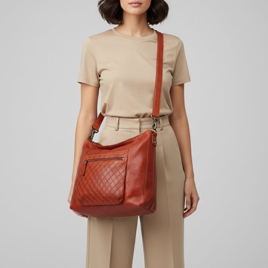 Spaghetti Western Swc180Org Hobo Vintage Handmade Drum Dyed Genuine European Cowhide Leather Women Bag Western Handbag Purse