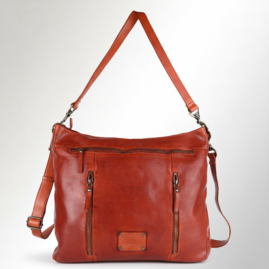 Spaghetti Western Swc180Org Hobo Vintage Handmade Drum Dyed Genuine European Cowhide Leather Women Bag Western Handbag Purse