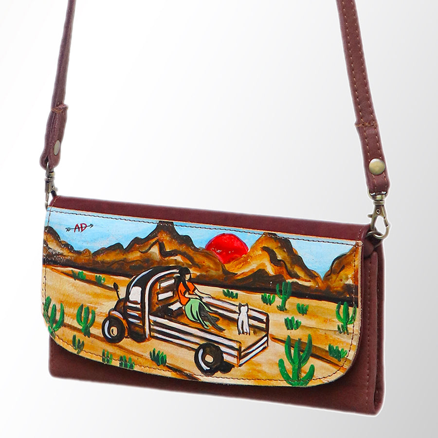 American Darling Hand-Painted Western Leather Small Cross body Bag - Uhorse