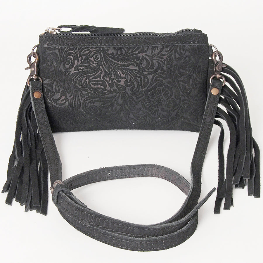 American Darling Small Cross body Bag Western Leather Floral Embossed Damascus Carved Genuine Leather 4.5in x 8in