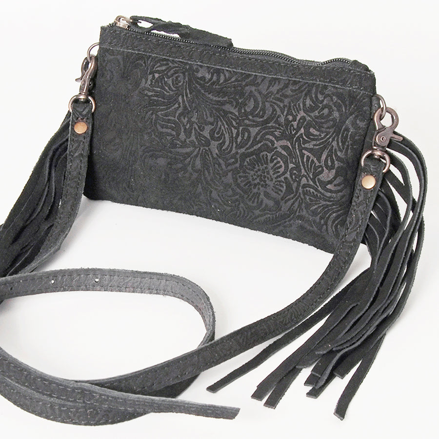 American Darling Western Small Cross body Bag Floral Embossed Damascus Genuine Leather - Uhorse