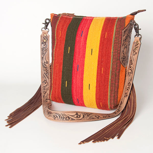 American Darling Messenger Bag Saddle Blanket Fabric Genuine Leather by Hilason – Cowboy and equestrian accessories