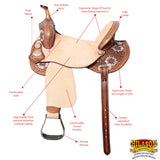 HILASON Western Horse Saddle American Leather Flex Tree Trail & Pleasure Tan