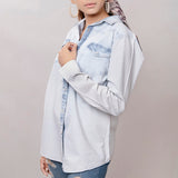 AMERICAN DARLING Genuine Leather Hand Tooled Hand Carved Women 100% Cotton Denim Shirt Jacket Dress Ladies Girl Small
