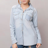 American Darling Leather Hand Tooled Carved Women Denim Shirt Jacket