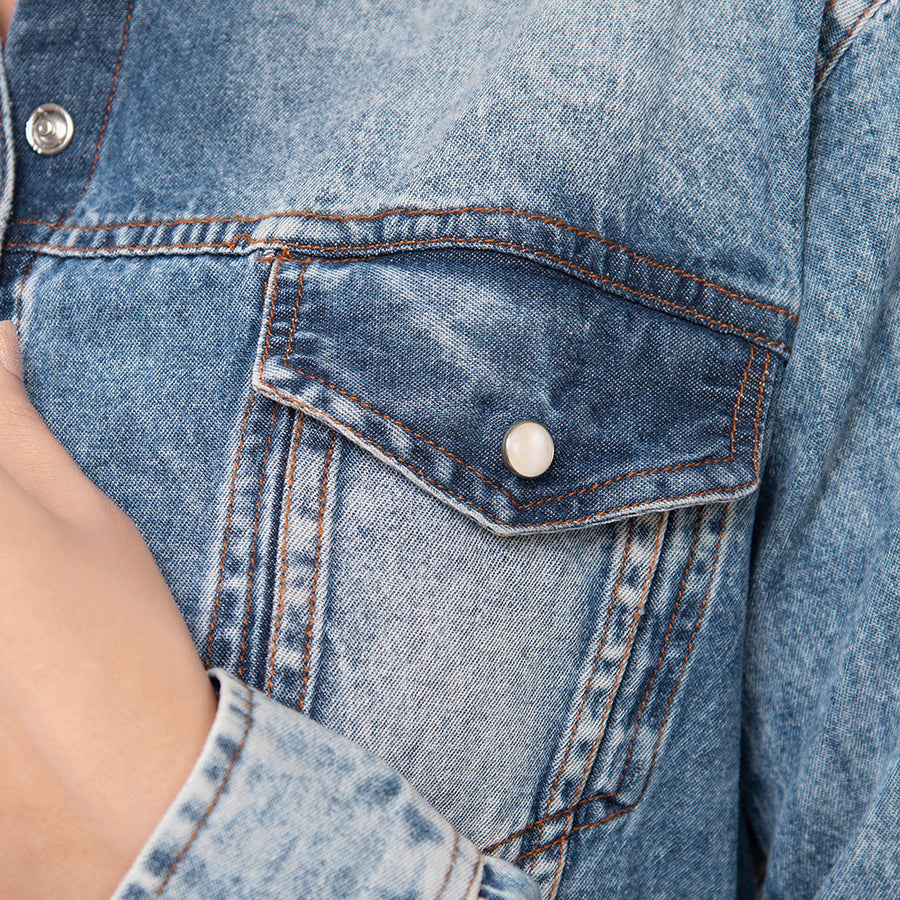 American Darling Genuine leather Hand tooled carved Women 100% cotton Denim Blazer dress jacket ladies |Vintage
