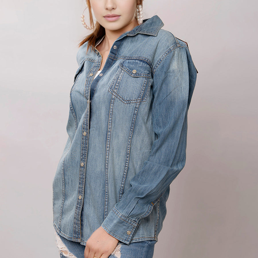 American Darling Genuine leather Hand tooled carved Women 100% cotton Denim Blazer dress jacket ladies | Vintage