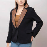 ADBZ011 Genuine leather Hand tooled hand carved Women Blazer dress jacket ladies Girl
