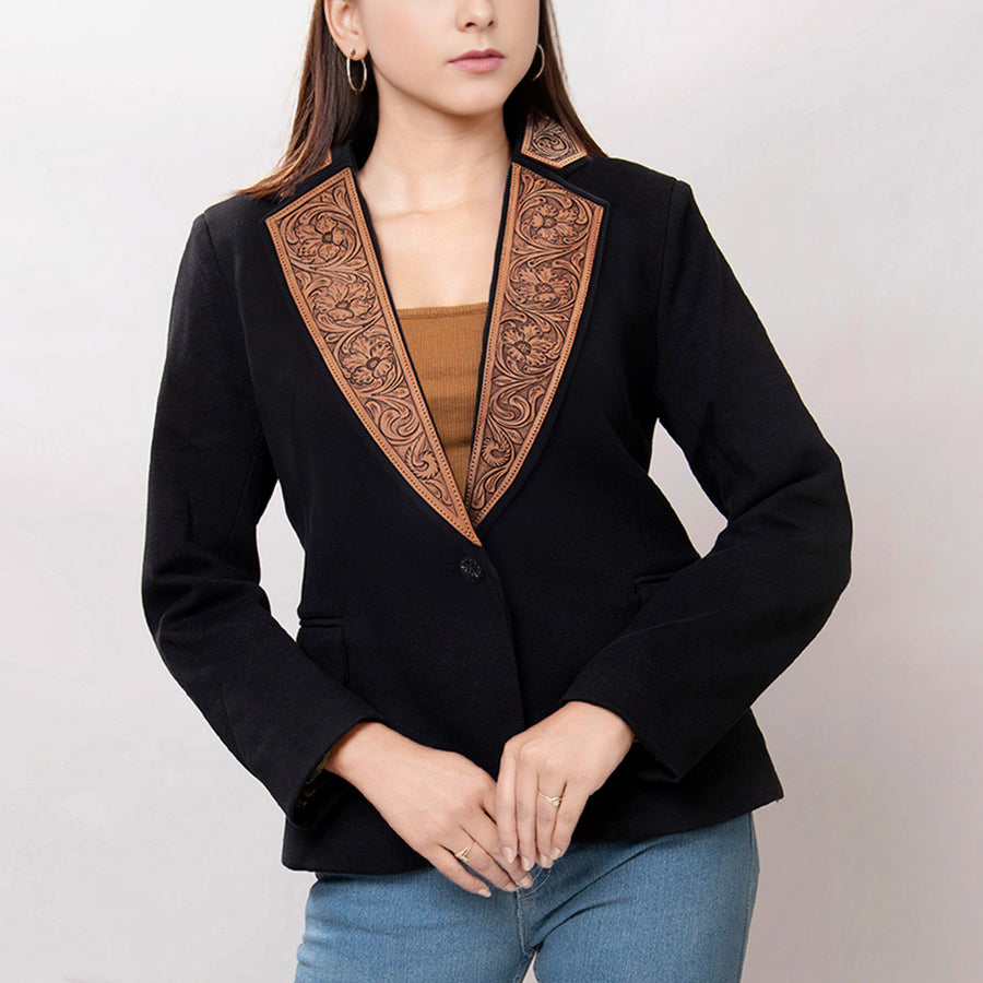 American Darling Genuine leather Hand tooled carved Women Blazer dress jacket ladies Girl | Vintage