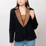 ADBZ011 Genuine leather Hand tooled hand carved Women Blazer dress jacket ladies Girl