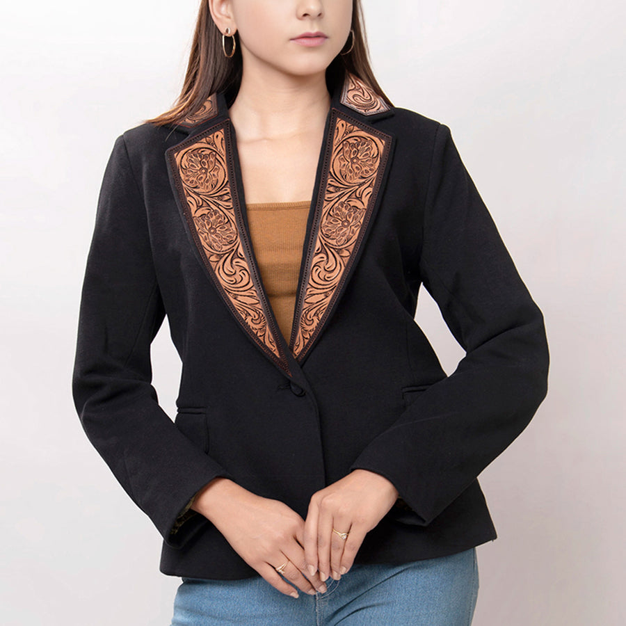 American Darling Genuine leather Hand tooled carved Women Blazer dress jacket | Vintage