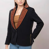 ADBZ015 Genuine leather Hand tooled hand carved Women Blazer dress jacket ladies Girl