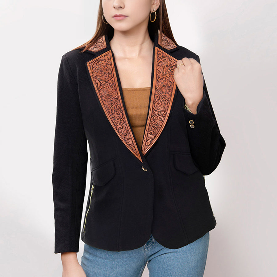 American Darling Genuine leather Hand tooled carved Women Blazer dress jacket | Vintage