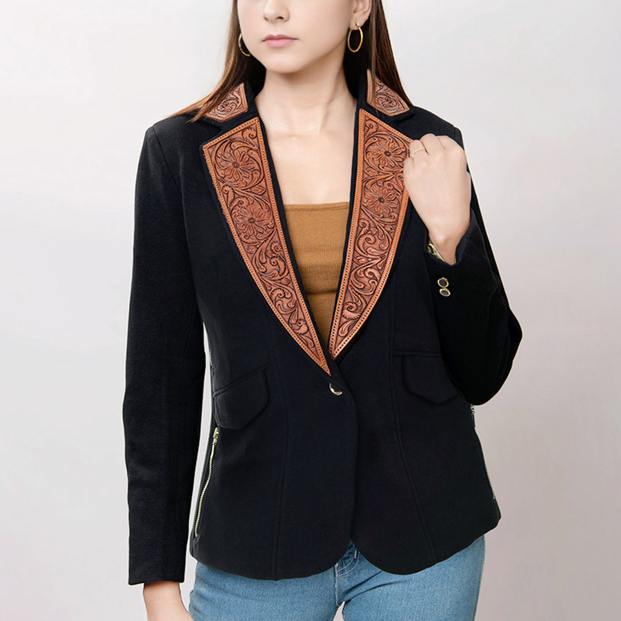 ADBZ015 Genuine leather Hand tooled hand carved Women Blazer dress by Hilason – Cowboy and equestrian accessories