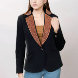 ADBZ015 Genuine leather Hand tooled hand carved Women Blazer dress jacket ladies Girl