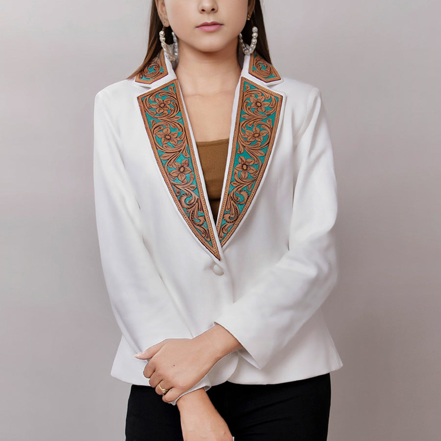 American Darling Genuine leather Hand tooled carved Women Blazer dress jacket | Vintage