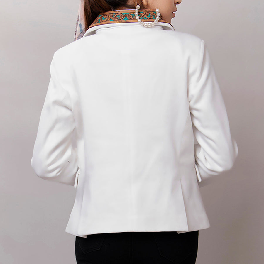 American Darling Genuine leather Hand tooled carved Women Blazer dress jacket | Vintage