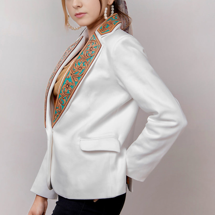 American Darling Genuine leather Hand tooled carved Women Blazer dress jacket | Vintage