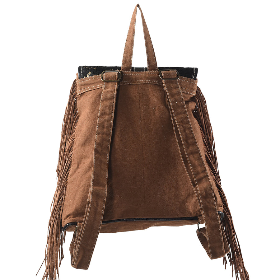 OHLAY Backpack Upcycled Canvas Hair-On Genuine Leather Women Bag Western Handbag Purse Womens Handbags Belt for Purses Summer