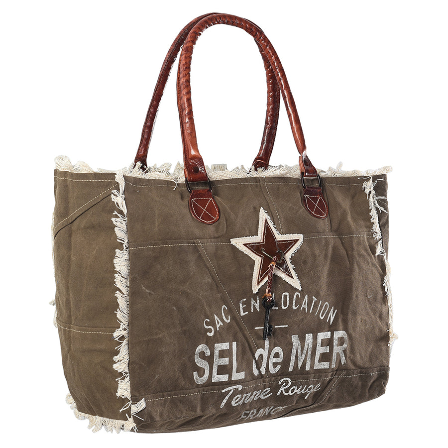 OHLAY KB333 TOTE Upcycled Canvas Genuine Leather women bag western by Hilason – Cowboy and equestrian accessories