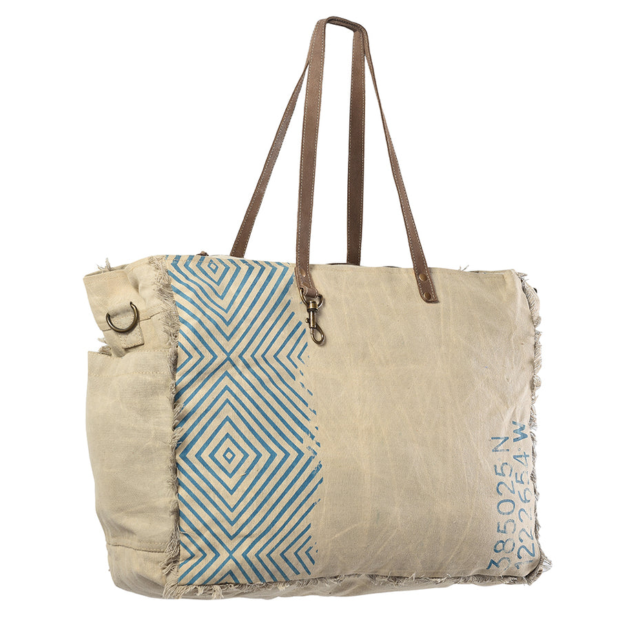 OHLAY KB326 TOTE Upcycled Canvas Genuine Leather women bag western by Hilason – Cowboy and equestrian accessories