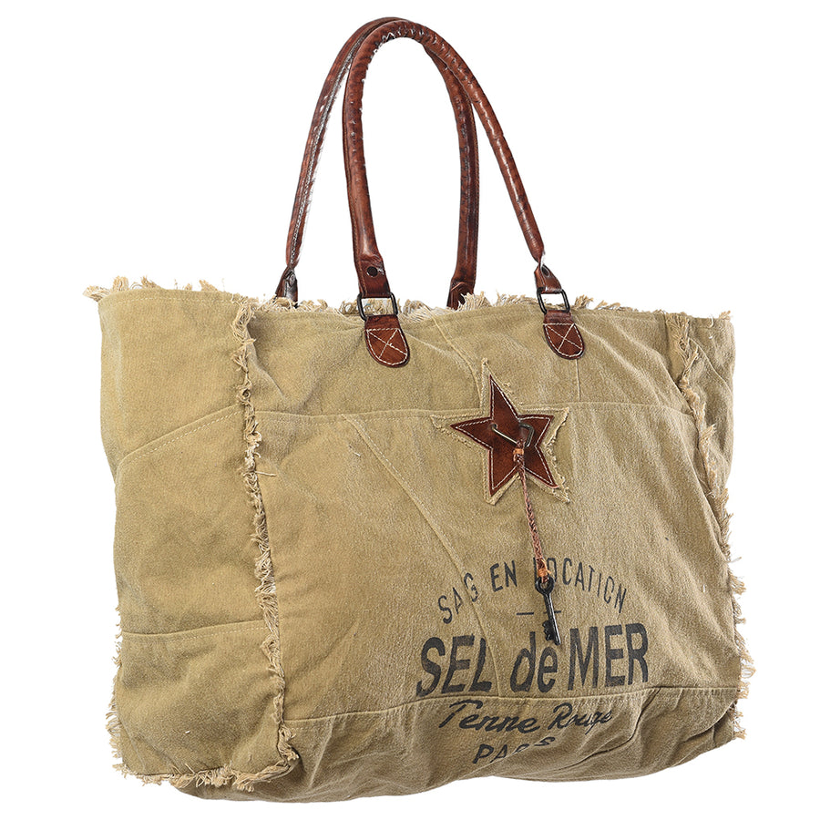 OHLAY KB334 TOTE Upcycled Canvas Genuine Leather women bag western by Hilason – Cowboy and equestrian accessories