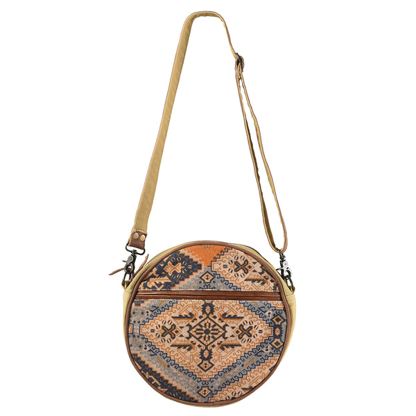 OHLAY KB329 Canteen Upcycled Canvas Genuine Leather women bag western by Hilason – Cowboy and equestrian accessories