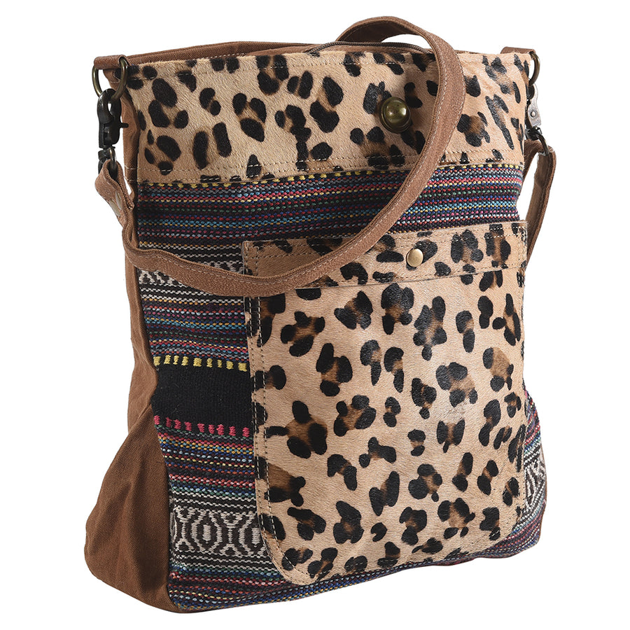 OHLAY Large Crossbody Upcycled Wool Upcycled Canvas Hair-on Genuine Leather women bag western handbag purse - Uhorse