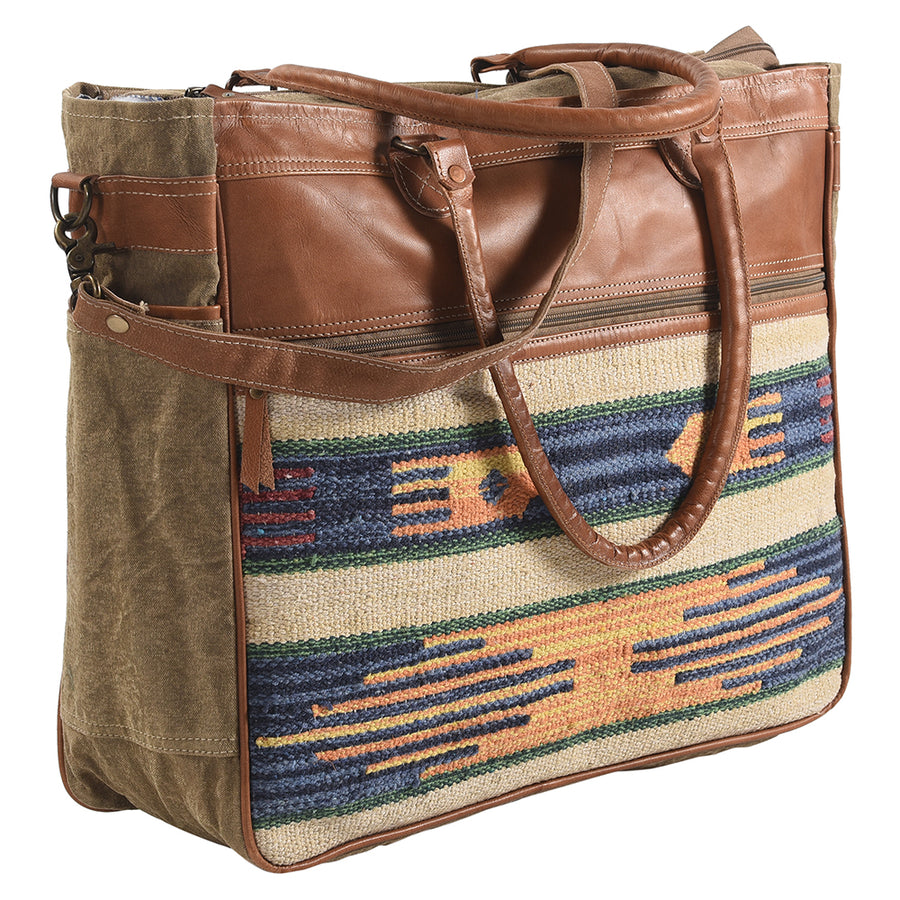 OHLAY KB325 TOTE Upcycled Wool Canvas Genuine Leather women bag by Hilason – Cowboy and equestrian accessories