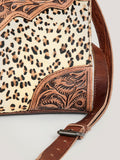 American Darling Speedy Bag Western Hand Tooled Floral Genuine Leather with Hair-On Cowhide & YKK Zipper for Women