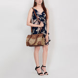 American Darling Duffel Hand Tooled Hair on Genuine Leather Western Women Bag | Handbag Duffle Weekend Travel Bags
