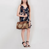 American Darling Hobo Bag Hand Tooled Floral Carved Hair-On Cowhide Genuine Vegetable Tanned Leather 9in X 14in X 4in