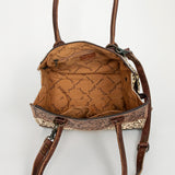 American Darling Hobo Bag Hand Tooled Floral Carved Hair-On Cowhide Genuine Vegetable Tanned Leather 9in X 14in X 4in