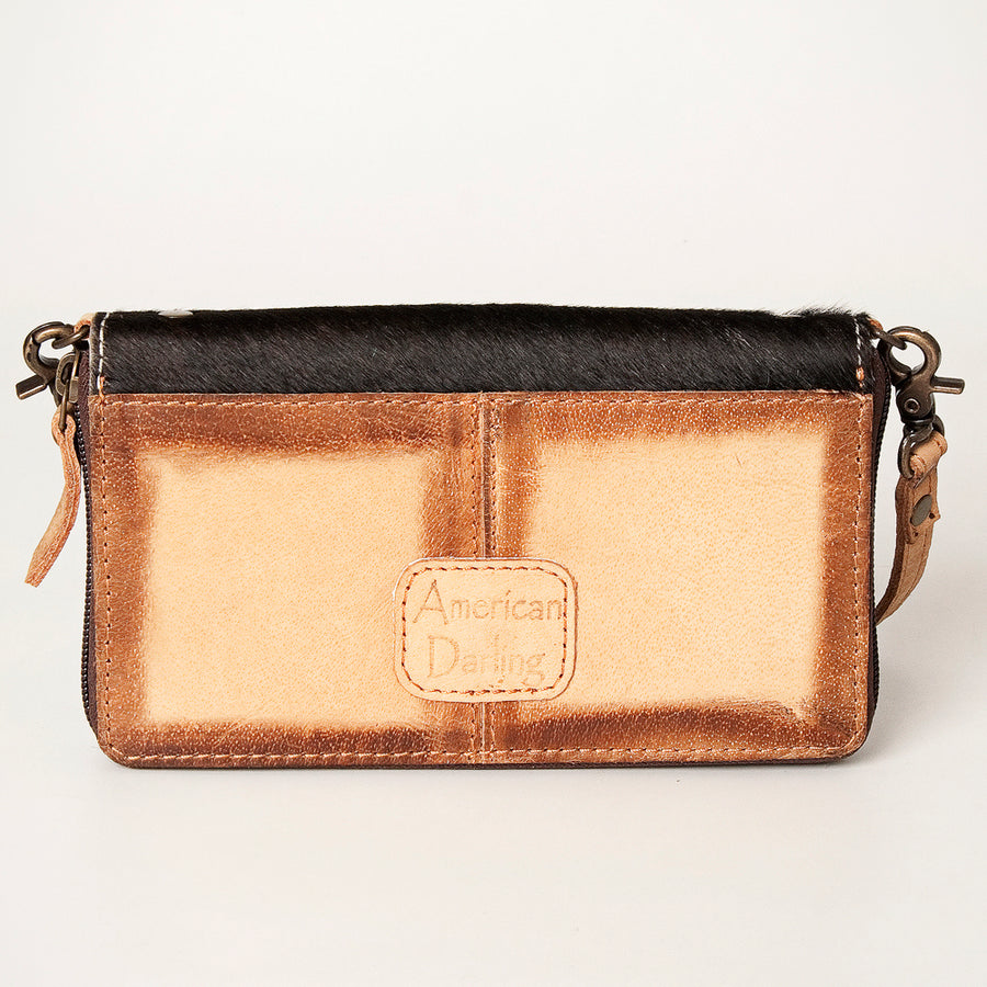 American Darling Organiser Bag Western Hair-On Cowhide Genuine Leather Wallet with Wristlet and YKK Zipper