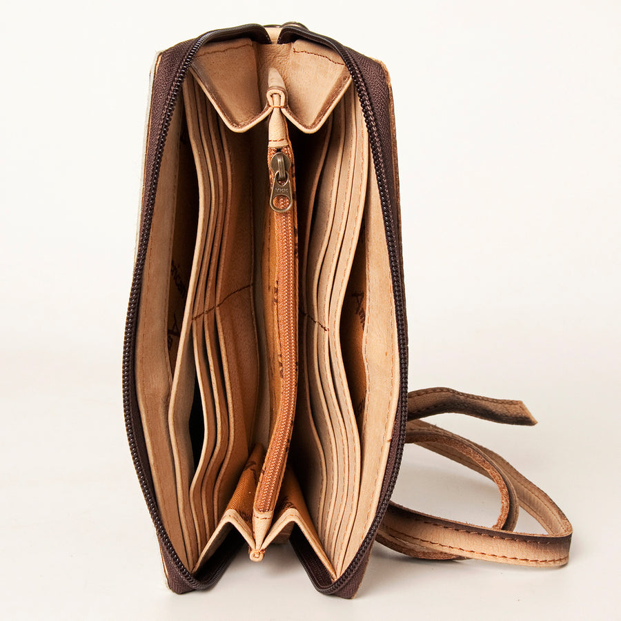 American Darling Organiser Bag Western Hair-On Cowhide Genuine Leather Wallet with Wristlet and YKK Zipper