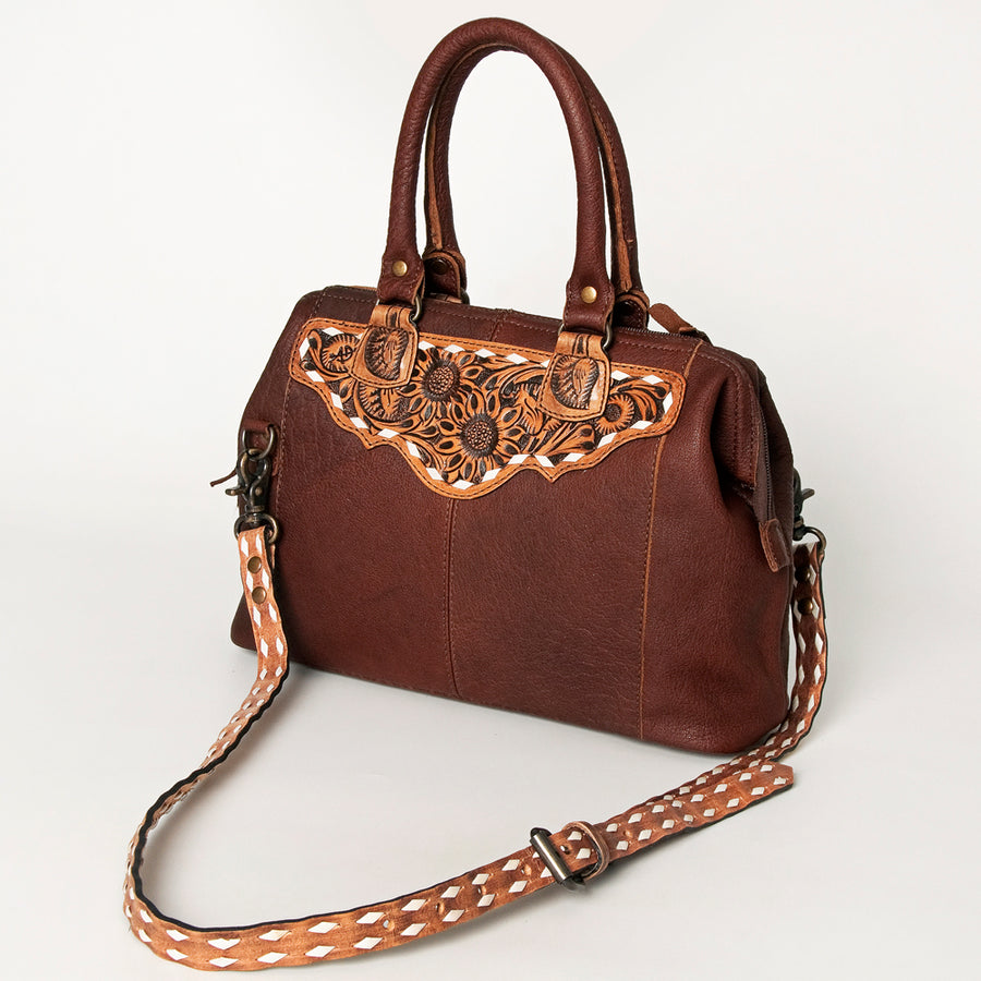 American Darling Handcrafted Hand Tooled Leather Western Tote Bag - Uhorse