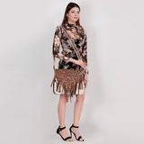 American Darling ADBGI153 Large Crossbody Hand Tooled Hair-On Genuine Leather Women Bag Western Handbag Purse