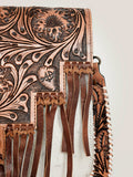 American Darling Messenger Bag Western Hand Tooled Floral Genuine Leather with Hair-On Cowhide Fringes & YKK Zipper for Women